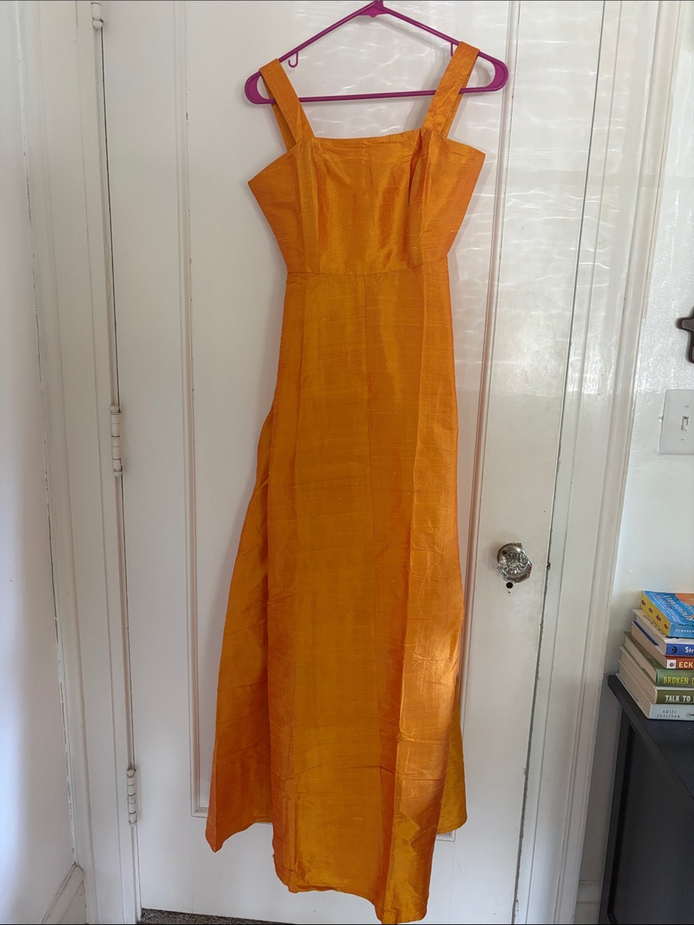 Marigold Orange Sleeveless Maxi Dress - Elegant Square Neck